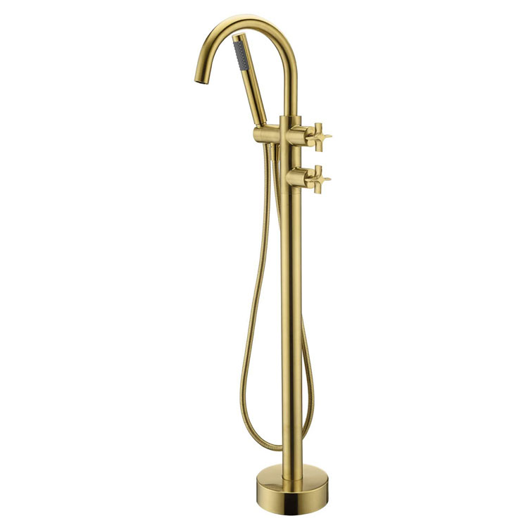 Rubinetto per vasca freestanding in oro spazzolato